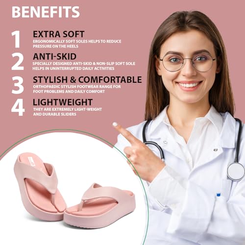 Image of FOOT UP Women's Anti-Skid Comfort Slippers | Ultra Soft Platform Flip Flops, Cushioned EVA Sole with Shock Absorbing Design, Lightweight Slip-On Footwear for Home Use, Indoor Areas & Outdoor Movement