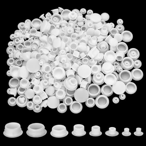 450 PcsTapones de Plastico, Tapa Tornillos, Tapones para Tornillos, Tapones Ciegos de plástico para Agujeros de Taladro, Muebles, estanterías y armarios (8 tamaños, Blanco)