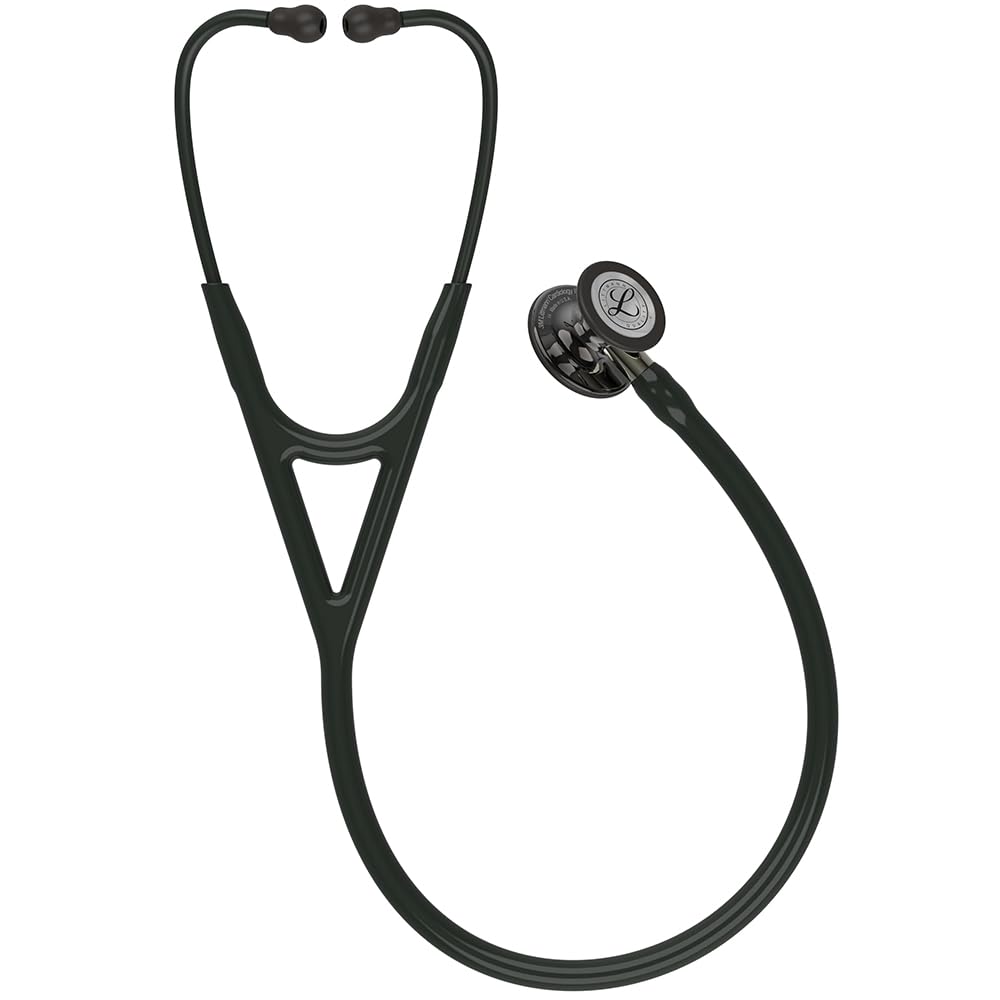 3M Littmann Cardiology IV Estetoscopio con Grabado Gratuito y Linterna Pupilar de Regalo (Negro/Smoke Edition/High Polish/Champagne Stem)
