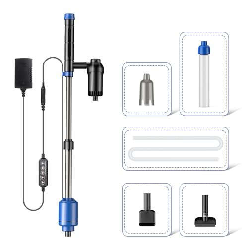 bedee Aquarium Vacuum Gravel Cleaner 6 in 1 Multifunctional 24W Waterproof Fish Tank Gravel Cleaner Vacuum for Water Changer, Sand Wash Algae Cleaner Water Shower and Water Circulation