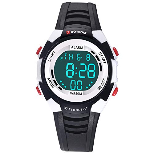 Juboos Montres Bracelet pour Fille, Montre numérique pour Enfant 7 Couleurs LED lumière Sport étanche Montre numérique avec Alarme, Montre pour Enfants en Plein air pour garçons Filles (Noir 3101) Cover