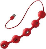 Vista 1 de LEXON PEAS HUB 2 Hub de 4 puertos, carga 2 x USB, 2 x USB-C 2 teléfonos inteligentes simultáneamente, cable interno de cobre LD143DR, rojo oscuro