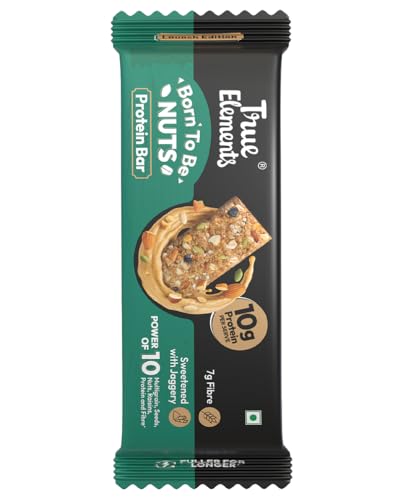 Image of True Elements Born To Be Nuts Protein Bar 50gm - Crunchy Protein Bar | 10g Protein + 7g Fibre | Sweetened with Jaggery | Healthy Protein Snack