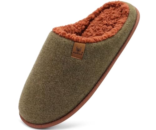 Image of KuaiLu Mens House Memory Foam Slippers with Comfortable Warm Plush Lining | Casual Slip On Lightweight Bedroom Pantuflas,Cushion Orthopedic Arch Support Walking Outdoor Garden Footwear US7-15
