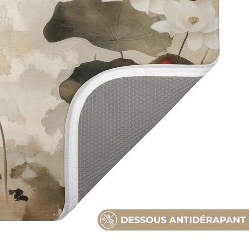 Tapis de bain rectangulaire fleurs Japandi 60x40 cm - 6