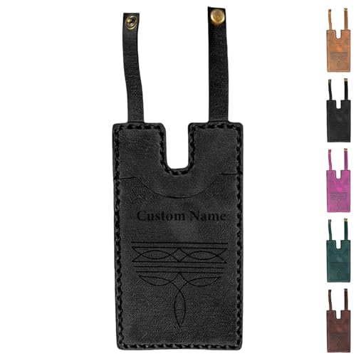Custom 2025 Fashion Boot Wallet, Personality Western Boot Wallet with Snap Strap, Handcrafted Leather Boot Credit Card Holder, Suitable for All Pull-on Boot Straps (Black)