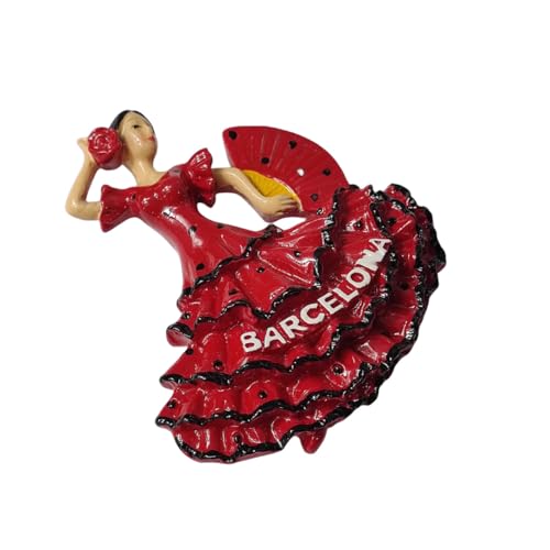 Imán de nevera 3D Bailarina Flamenca de Barcelona 10x10 cm miniatura 3
