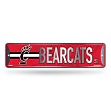 Rico Industries NCAA Cincinnati Bearcats Metal Street Sign 4" x 15" Home Décor - Bedroom - Office - Man Cave