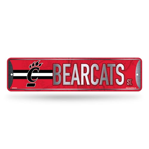 Rico Industries NCAA Cincinnati Bearcats Metal Street Sign 4" x 15" Home Décor - Bedroom - Office - Man Cave