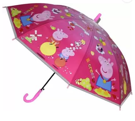 chaatewala ™ Cute Dark Pink Peppa Pig Children Umbrella, Pig Umbrella for kids, Peppa Umbrella for Children, Umbrella for Girls and Boys,Cartoon Print Umbrella, Rain Umbrella for Children-picture-27