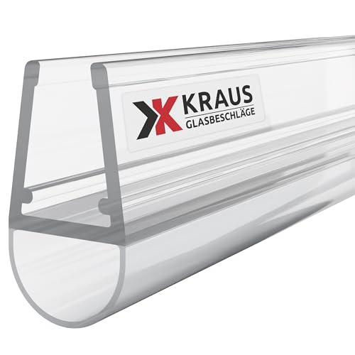 KRAUS® Duschtürdichtung [2m] für 6-8mm Glas - Duschdichtung für waagerechte & senkrechte Montage [DD-1] für Türfalz, Bodenschwelle - Transparente Duschdichtungen für Duschtüren