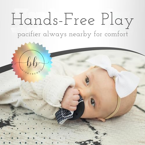Image of Wrist Pacifier w /Fabric Band (Patent Pending), Self-Soothing Pacifier, Baby Gift, All Ages 0+ (Black)