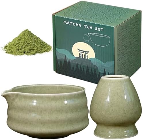 Tazón de Té Matcha Tradicional de 2 Piezas - Cuenco de Cerámica d...