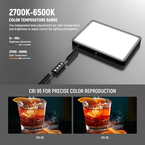 NEEWER Basics LED Video Panel Light, Studio Lighting Kit with 59''/150cm Tripod Stand Phone Holder for Video Recording Photography Streaming Podcast, 850lx/0.5m Bi Color 2700-6500K Dimmable, BP300 by NEEWER - Image 4