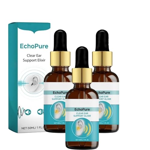 Echopure Élixir de soutien auriculaire biologique, inhalateur pour acouphènes, soulagement des acouphènes pour dispositif d'oreilles qui bourdonnent, battez les acouphènes naturellement (3pcs)