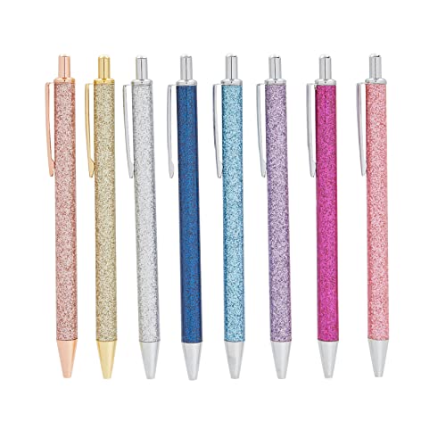 Stylos à bille rétractables lot de 8 en métal encre noire pour le quotidien