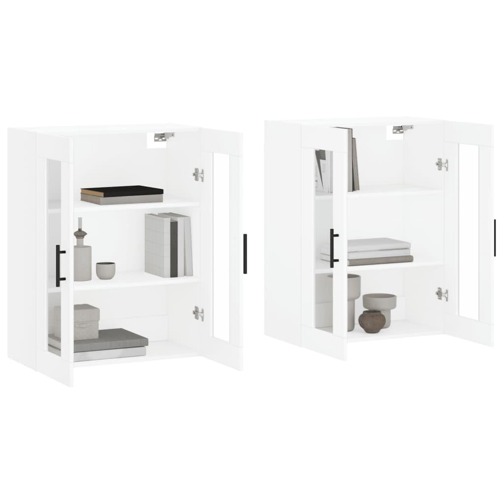 Set 2 Armadietti a Parete Bianchi in Legno Multistrato