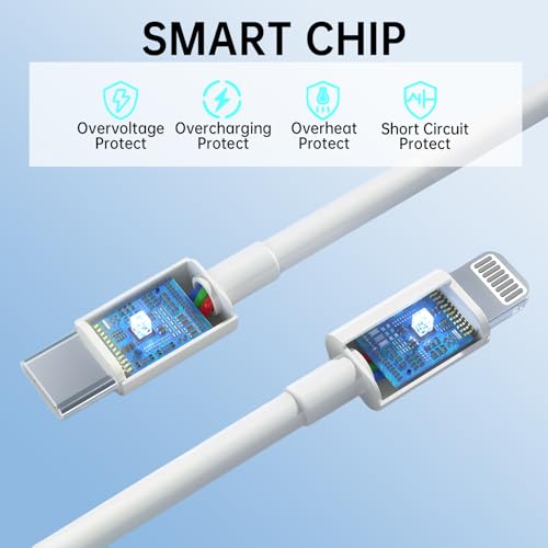 Cable de carga rápida PD certificado MFi con conector USB C a L para iPhone y Pad 5 piezas 3