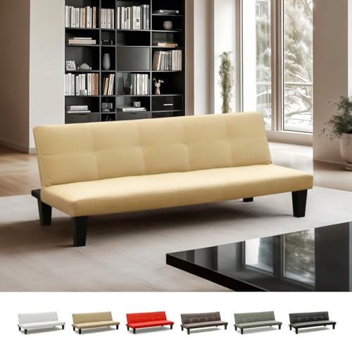 Produce Shop Sofá Cama 3 plazas Cuero Polipiel Topazio Pronto letto - Beige