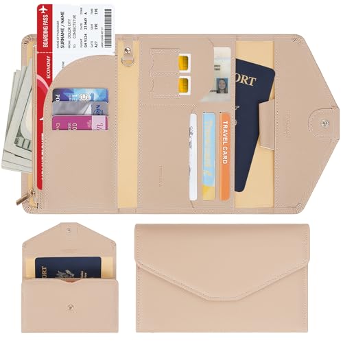 ZOPPEN Multi-purpose Rfid Blocking Travel Passport Wallet for women (Ver.4) Tri-fold Document Organizer Holder, Hazelnut - Thumbnail 3