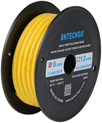 BNTECHGO 8 Gauge Silicone Wire Ultra Flexible 6 ft high Temp 200 deg C 600V 8 AWG Silicone Wire 1650 Strands of Tinned Copper Wire Stranded Wire Model Cable Black and Red Each Color 3 ft