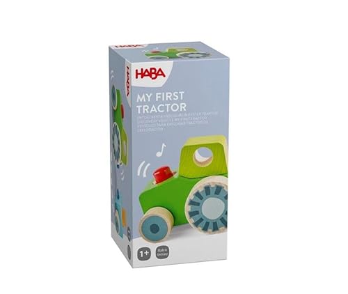 Haba Juguete de Madera para Descubrir Tractor, con Efecto chirrido, para Promover la motricidad Fina y la coordinación Ojo-Mano, a Partir de 12 Meses, Juguete de Madera Haba Juguete de Madera para Descubrir Tractor, con Efecto chirrido, para Promover la motricidad Fina y la coordinación Ojo-Mano, a Partir de 12 Meses, Juguete de Madera