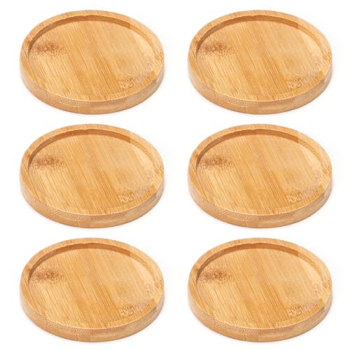 6 posavasos de madera, bandejas de velas, portavelas de bautizo, accesorios decorativos (color madera)