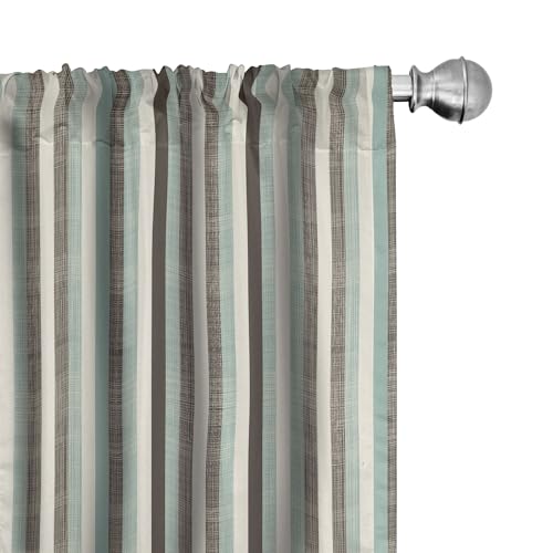 ABAKUHAUS Retro Vorhänge 2er-Pack, Klassische vertikale Streifen-Gewebe-Beschaffenheits-Bild-altmodische Anzeige, 4 Stück 150 cm x 225 cm, Mandelgrün Braun Creme., 13.99 €