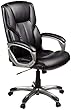 Amazon Basics High-Back Executive, Swivel, Adjustable Office Desk Chair with Casters, Black Bonded Leather