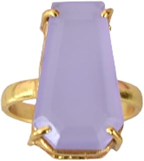 Veracity Jewelry Lavender Jade Coffin Rings For Women - 18K Gold Plated Lavender Jade Rings For Girls - Fashion Statement Handmade Gift For Her Jewelry For Beautiful Women/Girls/Mom - VR-485