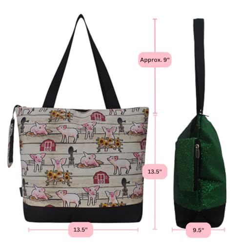 Image of NGIL Medium Top Zipper Closure Canvas Tote Bag with Attached Matching Coin Purse For Moms and Nurses