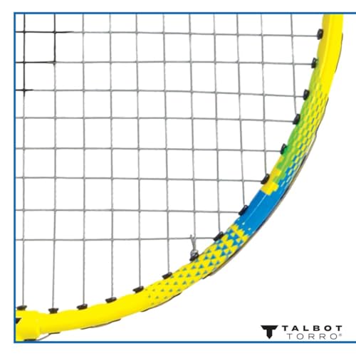 Talbot Torro Badmintonschläger Attacker, Federballschläger für Einsteiger aus gehärtetem Stahl mit klassischer Kopfform, Farbe: Gelb-Blau, 429806