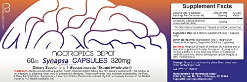 Synapsa Bacopa Monnieri Capsules | 320Mg | 60 Count | Whole Plant Extract | Ayurveda Supplement | Adaptogen Herb | Clinically Proven To Enhance Learning, Memory And Mental Performance #TOP1