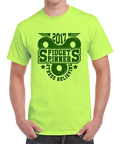 Image of Caseria Men's Cotton Printed T-Shirt -Fidget Spinner | 100% Cotton | Half Sleeves | Regular Fit | Printed | Round Neck | Graphic T Shirt