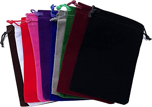 10pcs 10x15cm(3.9 * 5.9 inch) Small Velvet Drawstring Bags Gift Bag Jewelry Pouch Mix Color for Arts Crafts Wedding Favor Candy Bag