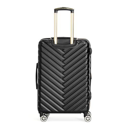Image of Kenneth Cole REACTION Women's Madison Square Hardside Chevron Expandable Luggage, Black, 24-Inch Checked, Kenneth Cole Reaction Women's Madison Square Hardside Chevron Expandable Luggage