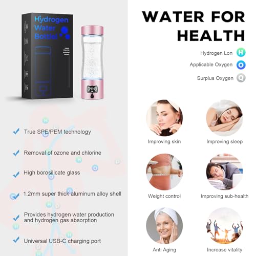 Hydrogen Water Bottle Generator with SPE/PEM Technology, Portable Hydrogen Water Ionizer Machine, Birthday,Xmas Gift for Family Friends Office Travel Sports - Image 5