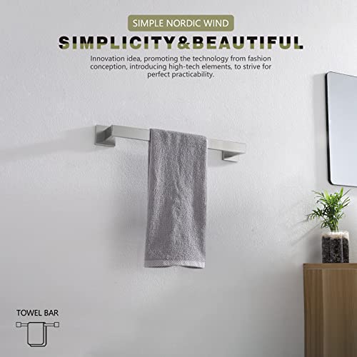 Image of KOKOSIRI 16-Inch Single Towel Bar, Bathroom Kitchen Towel Holder, Wall Mounted SUS304 Stainless Steel Towel Rack, Brushed Nickel, B4003BR-L16
