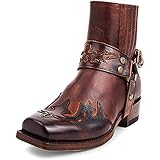 PLAYH Hommes Occasionnels Bottes Basses en Cuir Ouest Chaussures De Cowboy Bottines Talon Carré Confortable, À La Mode pour Marcher Randonnée en Plein Air (Color : Red Brown, Size : 43)