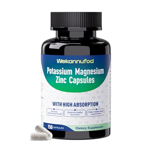 Potassium Magnesium Supplement - 150 Capsules - High Absorption Magnesium Complex - Potassium