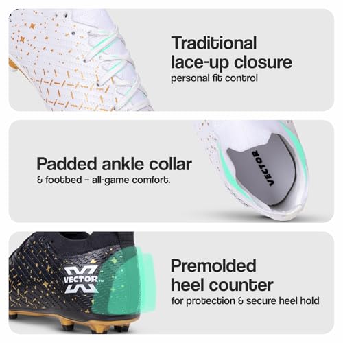 Image of Vector X Starlight Men's Firm Ground Soccer Cleats Shoes, 3D Texture TPU Fusing Upper with Double Color TPU Sole Lightweight Football Studs | Sports Footwear Boots for Adult, Men & Boys
