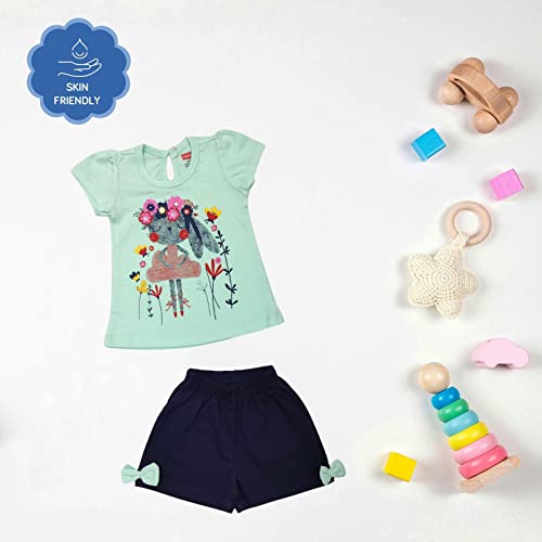 Image of LuvLap Baby Girls Regular Fit 100% Cotton Half Sleeves Girls Top CoSet Pack of 3