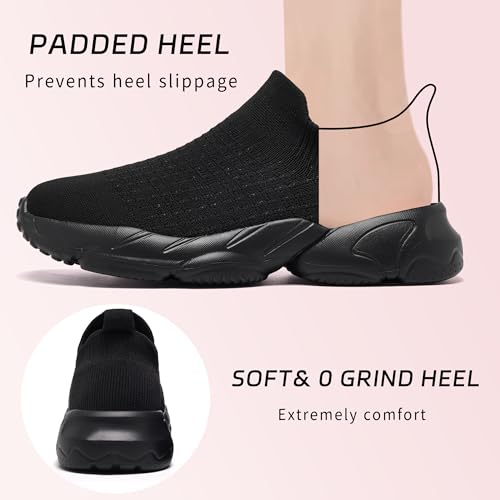 LDJ Womens Lightweight Slip on Walking Shoes Comfort Breathable Nurse Shoe Mesh Sock Casual Fashion Tennis Running Sneakers3