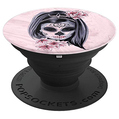 Cute Pink Sugar Skull Design Vintage Rose Flower Goth Pastel PopSockets Grip and Stand for Phones and Tablets