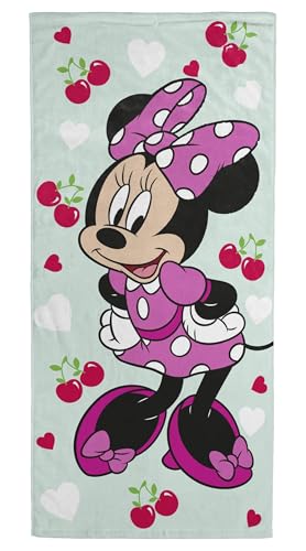 Jay Franco Kids Beach Towel - 100% Cotton Super Soft Absorbent Bath Towel 28 x 58 Inch Lightweight for Travel Official Licensed Product Green - Minnie Mouse