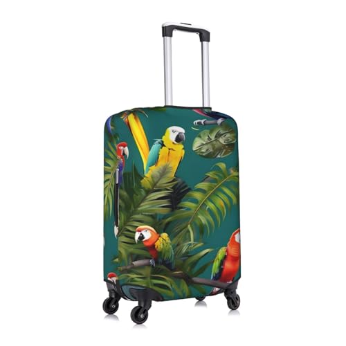 Tropical Plants And Parrots Print Luggage Cover For Suitcases, Travel Case Protector, Simple & Convenient Installation3