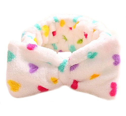 Women Fashion Owknot Bow Makeup Cosmetic Shower Elastic Hair Band Hairlace Headband (White)
