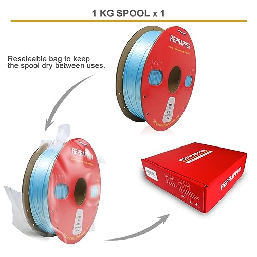 Image of RepRapper Blue Silk PLA, Silky Shiny PLA Filament 1.75 MM (+-0.03 mm), 1KG Shine 3D Printer Filament for 3D Printer
