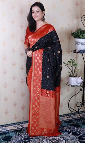 Image of SGF11 Women's Kanjivaram Pure Handloom Soft Silk Saree With Blouse Piece