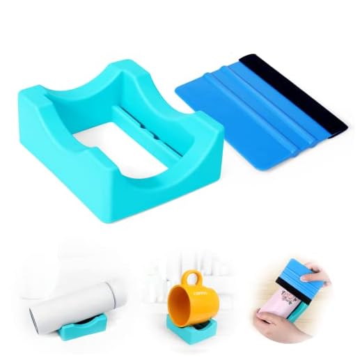 Mity rain Cup Cradle for Tumblers, Sturdy Tumbler Cradle with Felt Squeegee Use to Apply Vinly Decal - Keep Tumblers/Coffee Cups/Glass Cans in Place, Silicone Anti-Slip Tumbler Holder for Crafting